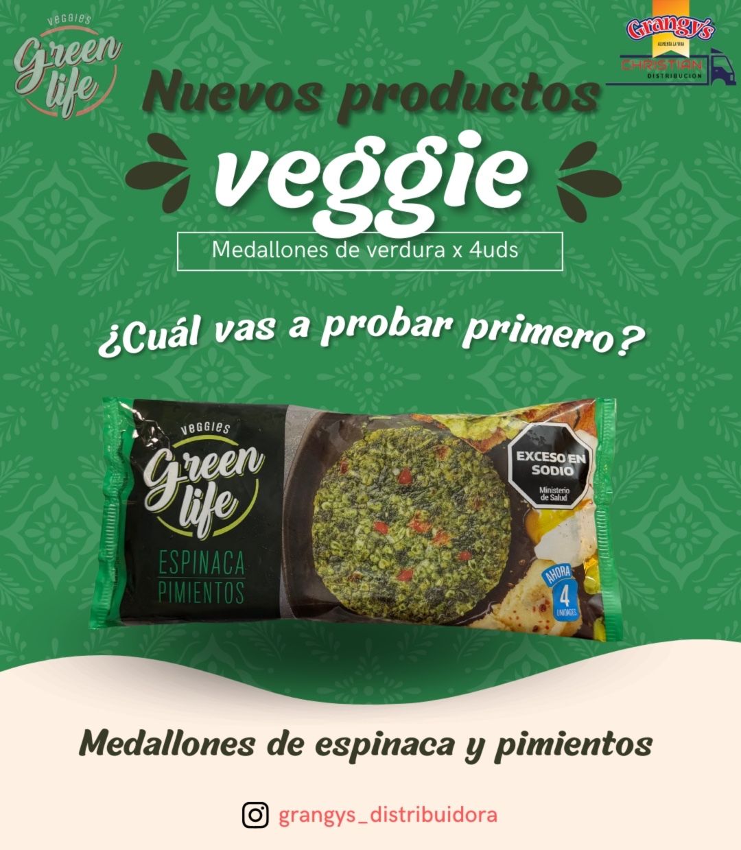 Grangys Medallones Espinaca Pimientos