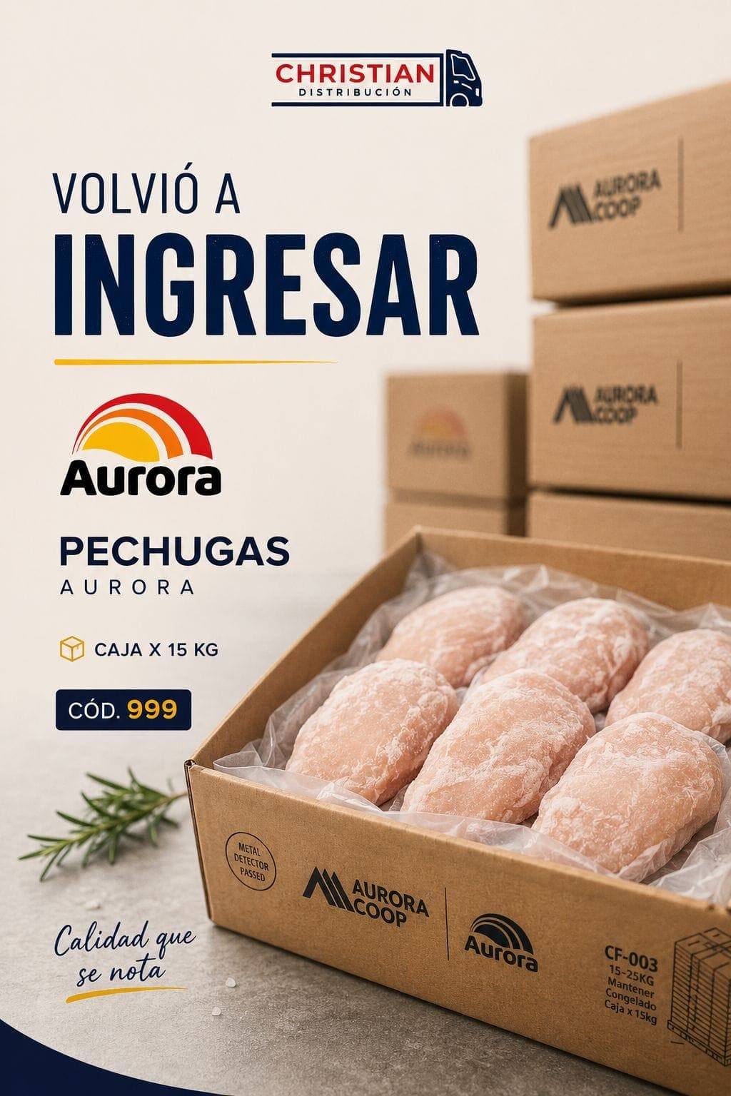 Pechugas Congeladas 15kg